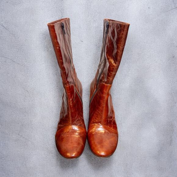 Vintage Y2K Kenneth Cole New York Brown Cognac Leather City Boots Women’s 8.5 - Picture 2 of 11